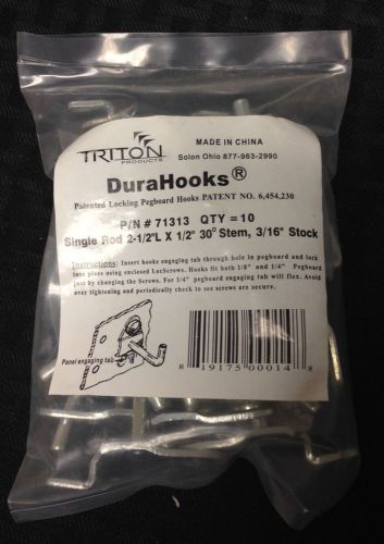 2 Packages Triton Products Durahooks Patented Locking Pegboard Hooks 71313