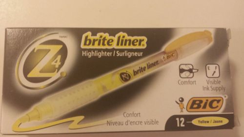BIC Z4 Brite Liner Yellow Highlighter, 12 pack