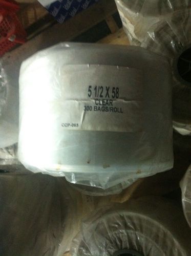 Poly bag tube 5-1/2&#034; x 58&#034; - 300 on a roll for sale