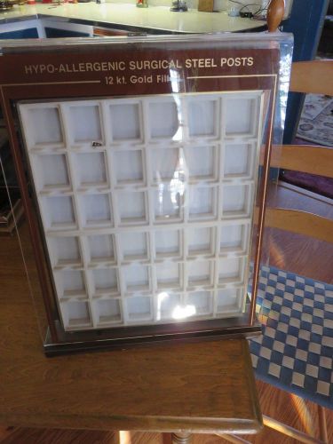 VINTAGE STORE COUNTER TOP DISPLAY CASE FOR HYPO-ALLERGENIC SURGICAL EARRINGS