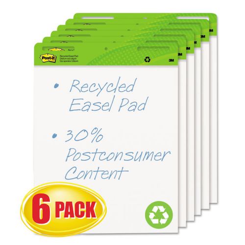 Self-Stick Easel Pads, 25 x 30, White, Recycled, 6 30-Sheet Pads/Carton