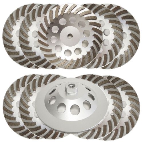 10PK 7” Premium Turbo Diamond Cup Wheel 24 Seg 5/8”-11 Threads 30/40 Grit