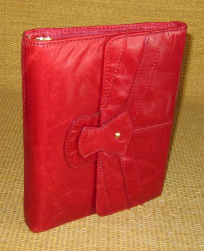 Classic 1.125&#034; Rings | RED Flexible LEATHER FRANKLIN COVEY Open Planner/Binder