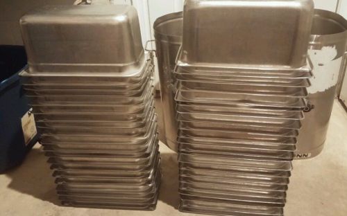Stainless Steel food 1/3 3rd pan 6&#034; size Restaurant Catering - used - Lot of 42