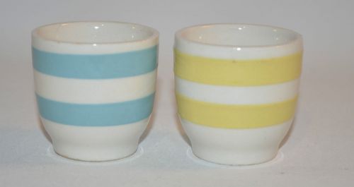 Set of Two Egg Cups Holder Blue Yellow White