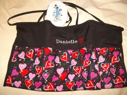 Server waitress waist apron small hearts mother&#039;s day gift name added for free for sale