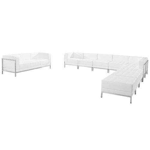 Imagination Series White Leather Sectional &amp; Sofa 10 Piece Set