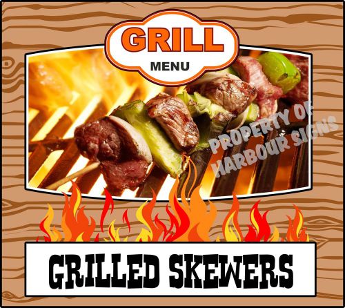 Grill Menu Grilled Skewers Decal 14&#034; Food Truck BBQ Concession Restaurant Cater