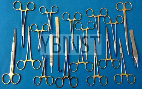 29 PCS GOLD HANDLE CANINE FELINE SURGICAL SPAY PACK WITH SCALPEL BLADES #15C