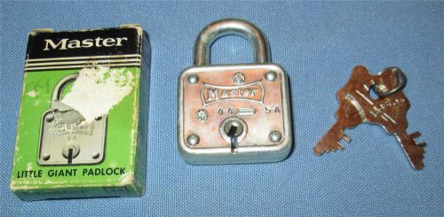 Vintage MASTER LOCK #44 Little Giant Padlock w/ Original Keys and Box SUPER!