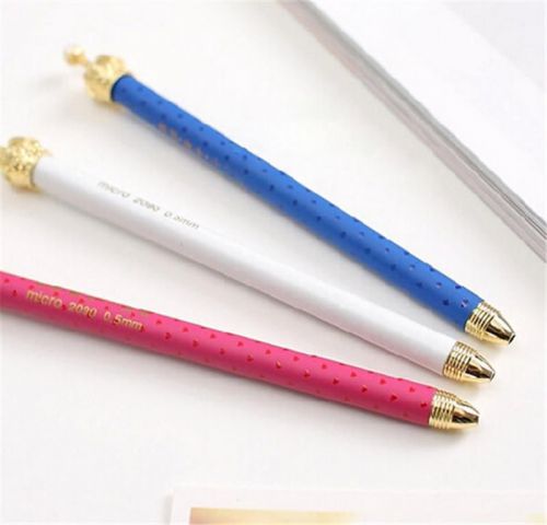 Awesome 10X Color Crown Blue Ink Elegant Cute Pearl Gel Pen Office Supply TBCA