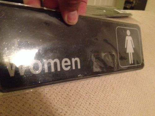 PLASTIC RESTROOM Sign symbol commercial 3x9 &#034;Women&#034; NEW!