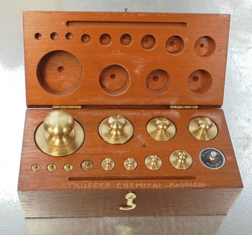 SOLID BRASS CALIBRATION WEIGHT SET IN MAHOGANY CASE - BEAUTIFUL!!