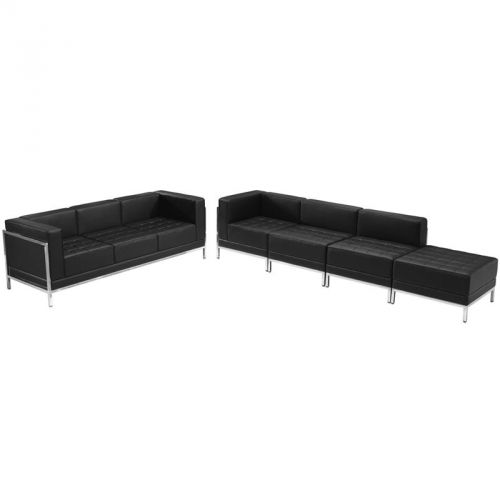 Imagination Series Black Leather Sofa &amp; Lounge Chair Set, 5 Pieces