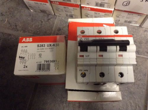 New abb  s283k ux-k30 30 amp 240 vac 3-pole circuit breaker ul489 10kaic for sale