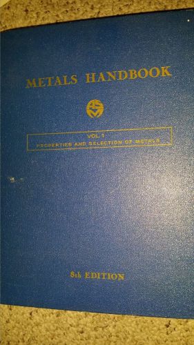 METALS HANDBOOK VOL. 1 PROPERTIES AND SELECTION OF METAL 1964