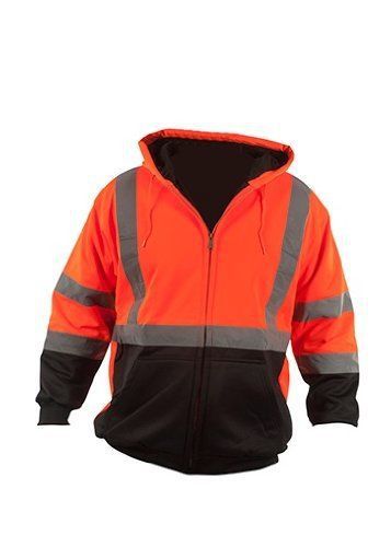 NEW Utility Pro UHV425-ORG/BK-L Hi-Vs Hooded Sweatshirt Orange/Black