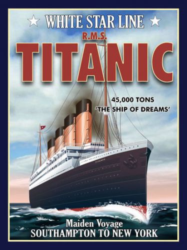 White star line titanic maiden voyage oceanliner cruise ship metal sign for sale