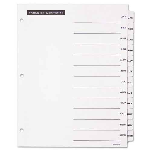 Office Essentials Table &#039;N Tabs Dividers, 12-Tab, Months, Letter, White, 1 Set