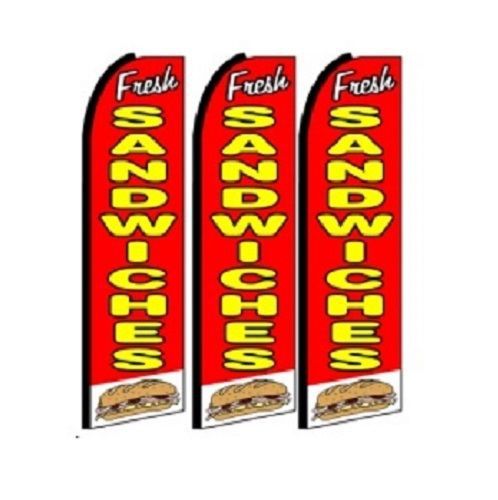 Fresh Sandwitches  King Size Polyester Swooper Flag Banner  Pk of 3