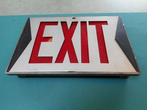 Nice Old Industrial Keene Metal Wall Exit Light Sign W/ Red Plastic Shade