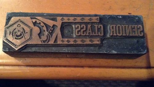 Vintage / Antique Letterpress CUT Or Design  Copper Top SENIOR CLASS