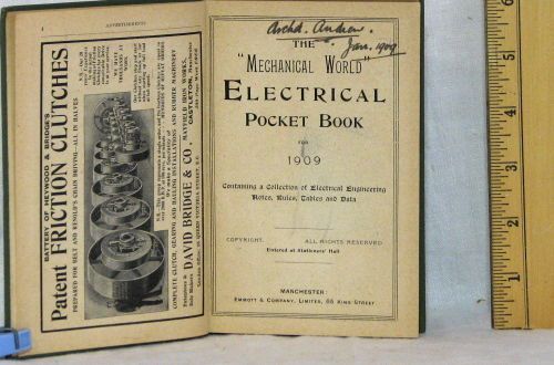 Antique electrical engineers pocket manual - 1909 edition for sale
