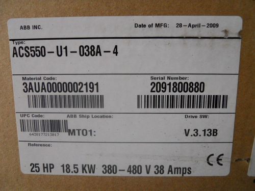 ACS550-U1-038A-4 - ABB AC Drive - NEW IN BOX - ACS550U1038A4