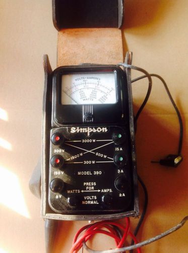 Vintage SIMPSON Model 390 Volts Amperes Watts Meter w/ Case