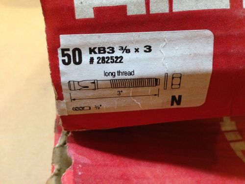 Hilti KB3 Expansion Anchor - C.S. - 3/8&#034; x 3&#034; - 282522- 2 Boxes of 50