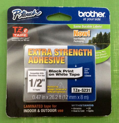 Brother P-Touch TZe-S231 Label Tape extra strength adhesive.