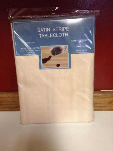 NEW 60 x 120 BANQUET TABLECLOTH SATIN STRIPE, IVORY