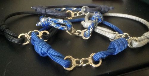 Lot Of 5 &#034;Thin Blue Line&#034; Police Paracord Bracelet with handcuffs; 5 Colors