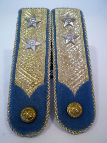 Two Silver Star Epaulet Shoulder Boards - Blue &amp; Gold