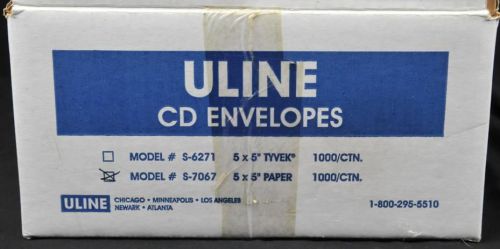 ULINE s-7067 CD ENVELOPES 900 white paper W/WINDOW 5&#034;x5&#034; NEW