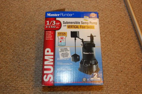 Master plumber submersible sump pump w/ float switch, 1/3hp for sale