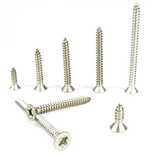NO.6 STAINLESS STEEL COUNTERSUNK SELF TAPPING SCREWS POZI DRIVE A4 100 PACK