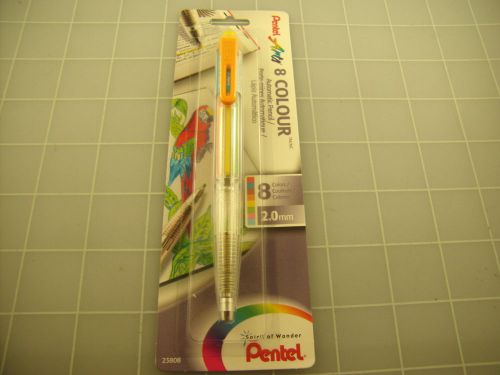 Judd&#039;s NEW PENTEL 8 Colour Automatic Pencil - Light Orange Clip 2.0 Lead