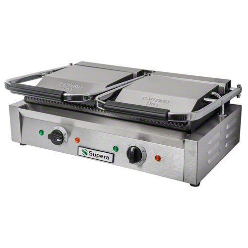 Supera (SGL21) 12&#034; Grooved Two-Sided Double Sandwich Grill