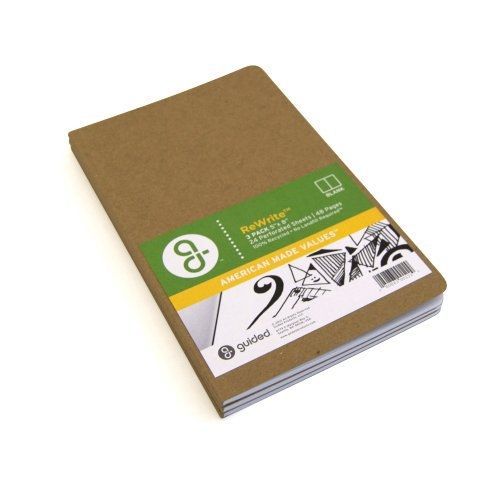 Guided Products ReWrite 5 x 8 Inches, Blank Recycled Notebook, 48 Pages, 3 Pack