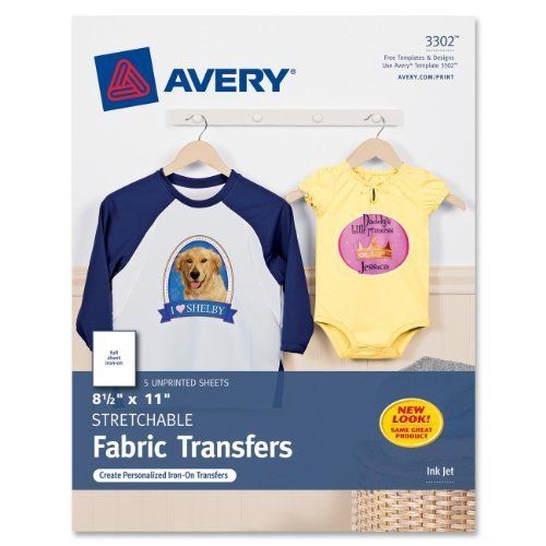 Avery Personal Creations InkJet Stretchable Transfer Sheets, 5 Pack (03302)