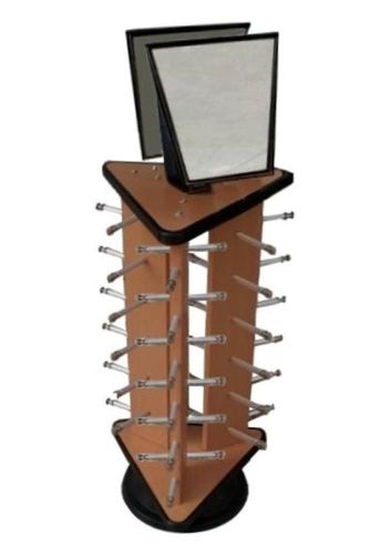 BROWN WOOD TRI-ANGLE 18 PAIR SUNGLASS DISPLAY COUNTER SPINNING RACK glasses new
