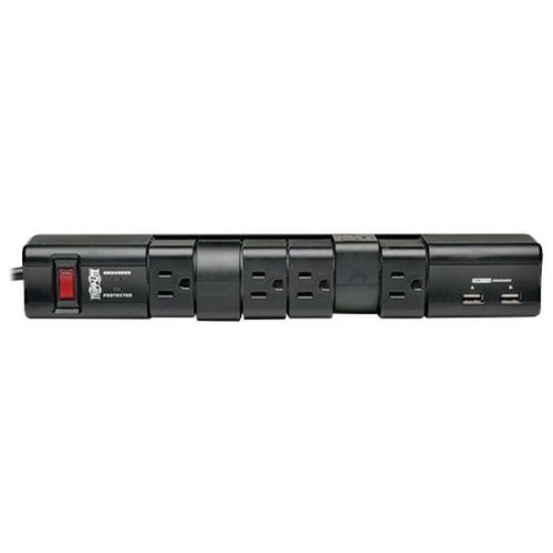 Tripp Lite TLP608RUSBB Rotatable Surge Protector with 2 USB Ports - 6 Outlet