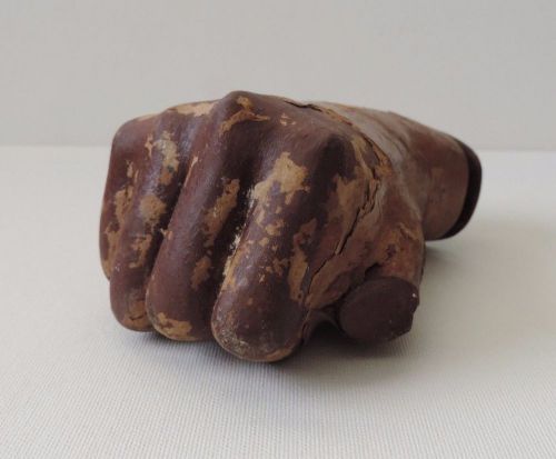 Antique Very Old Mannequin Hand  Fist Wrapped With painted Paper Mache.