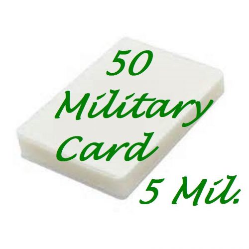 MILITARY CARD 50 PK Laminating / Laminator Pouch Sheet  5 Mil. 2-5/8 x 3-7/8
