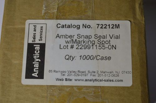 Analytical Amber Snap Seal Vial QTY; 1000/case Cat # 72212M
