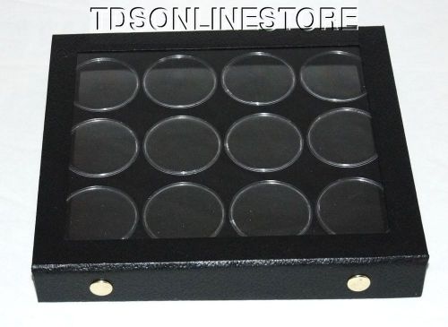Gem Storage Attached Top Case 12 Jars Black Foam