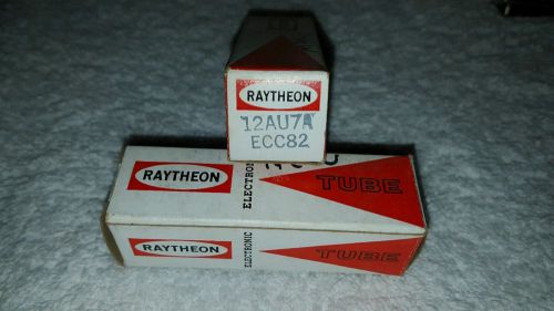 PAIR 1960 BLACK-PLATE RAYTHEON 12AU7 USA 12AU7A  ECC82 NIB NOS NEW