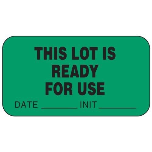 PDC Healthcare 59704160 Paper Label, Green Label with Black Text, &#034;This Lot is
