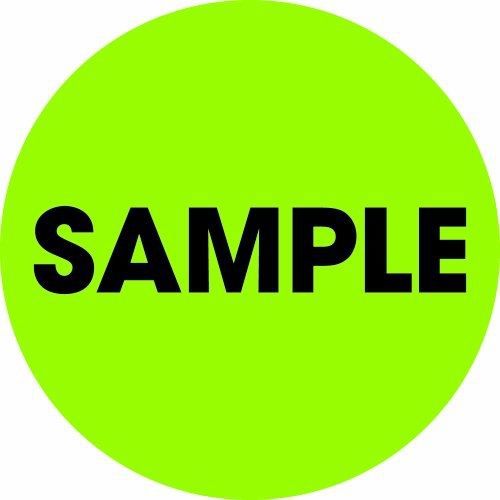 Tape Logic DL1269 Circle Label, Legend &#034;Sample&#034;, 2&#034; Diameter, Fluorescent Green